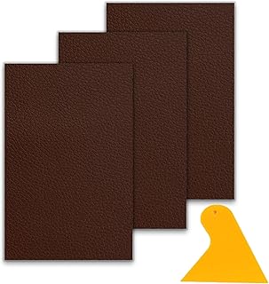 3 Pcs Leather Repair Patch, Light Brown Textured Self Adhesive Leather Repair Patch 11.81 * 7.87in Handmade Craft Material Bags Leather Patch for Sofas Car Seats Curtain Tents