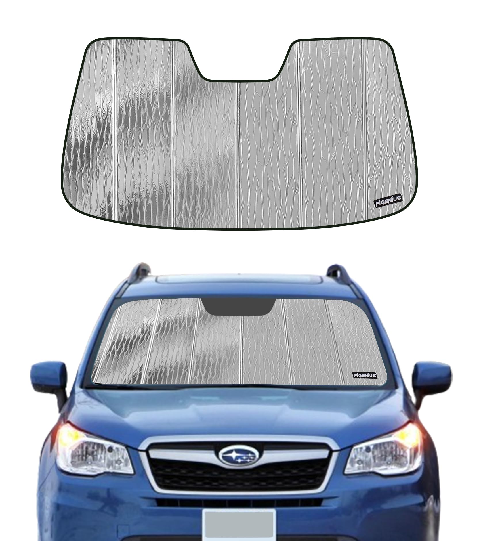 windshield sun shade for 2014 2015 2016 2017 2018 subaru forester without eyesight driver assist system, custom fit front window shade - premium folding sunshade