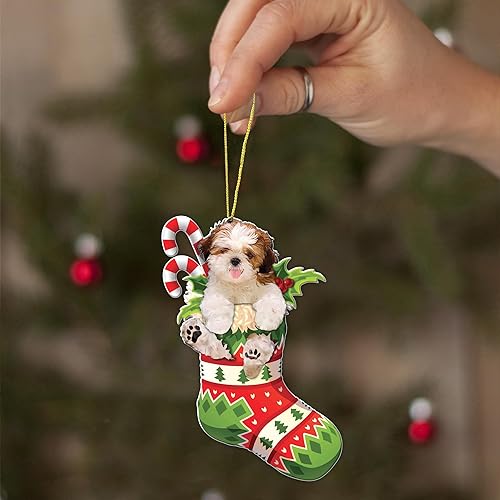 Miniatura 4 de Shih Tzu - Adorno para árbol de Navidad de perro Shih Tzu, idea de regalo para amantes de los perros, decoración de Navidad, adorno colgante para