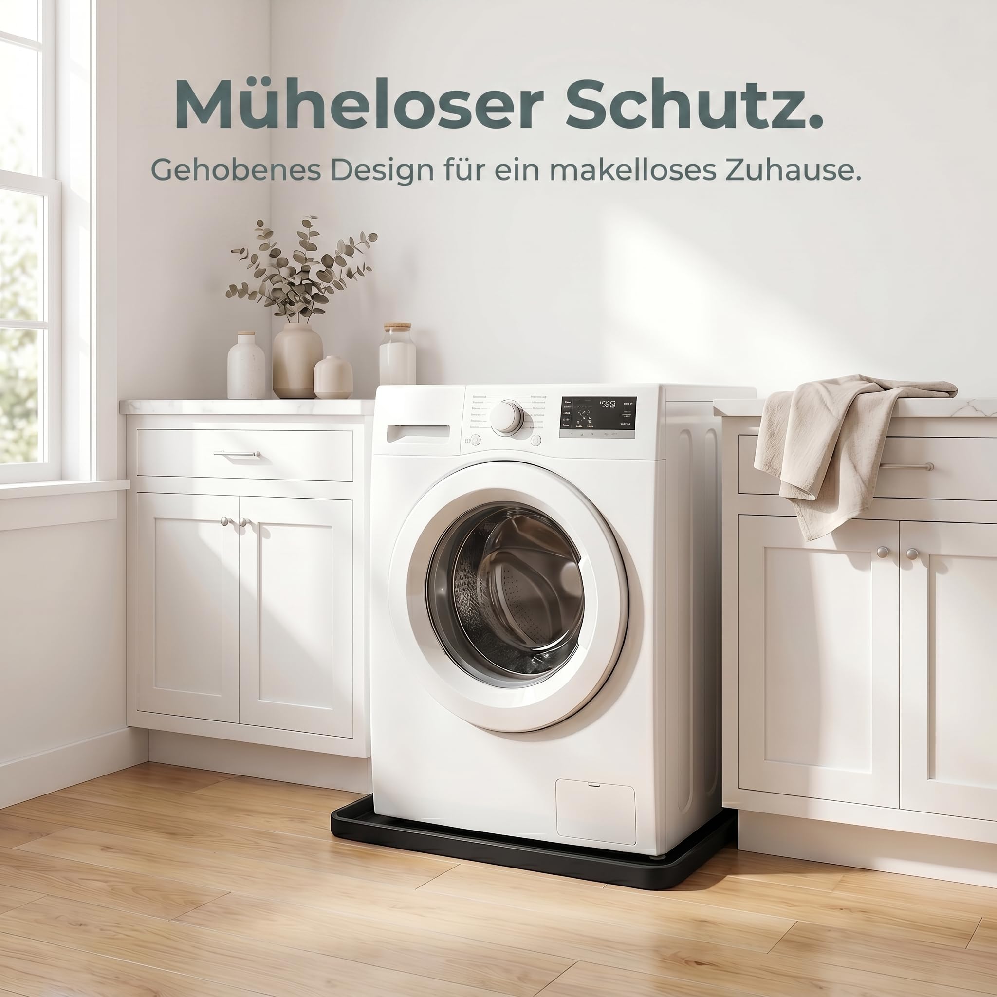 Kühlschrankmatte Silikon: 2 Stück 50x50cm Waschmaschinen Unterlage, Antirutschmatte Waschmaschine für Kühlschrank, Waschmaschine, Spülmaschine und Wäschetrockner Schwarz