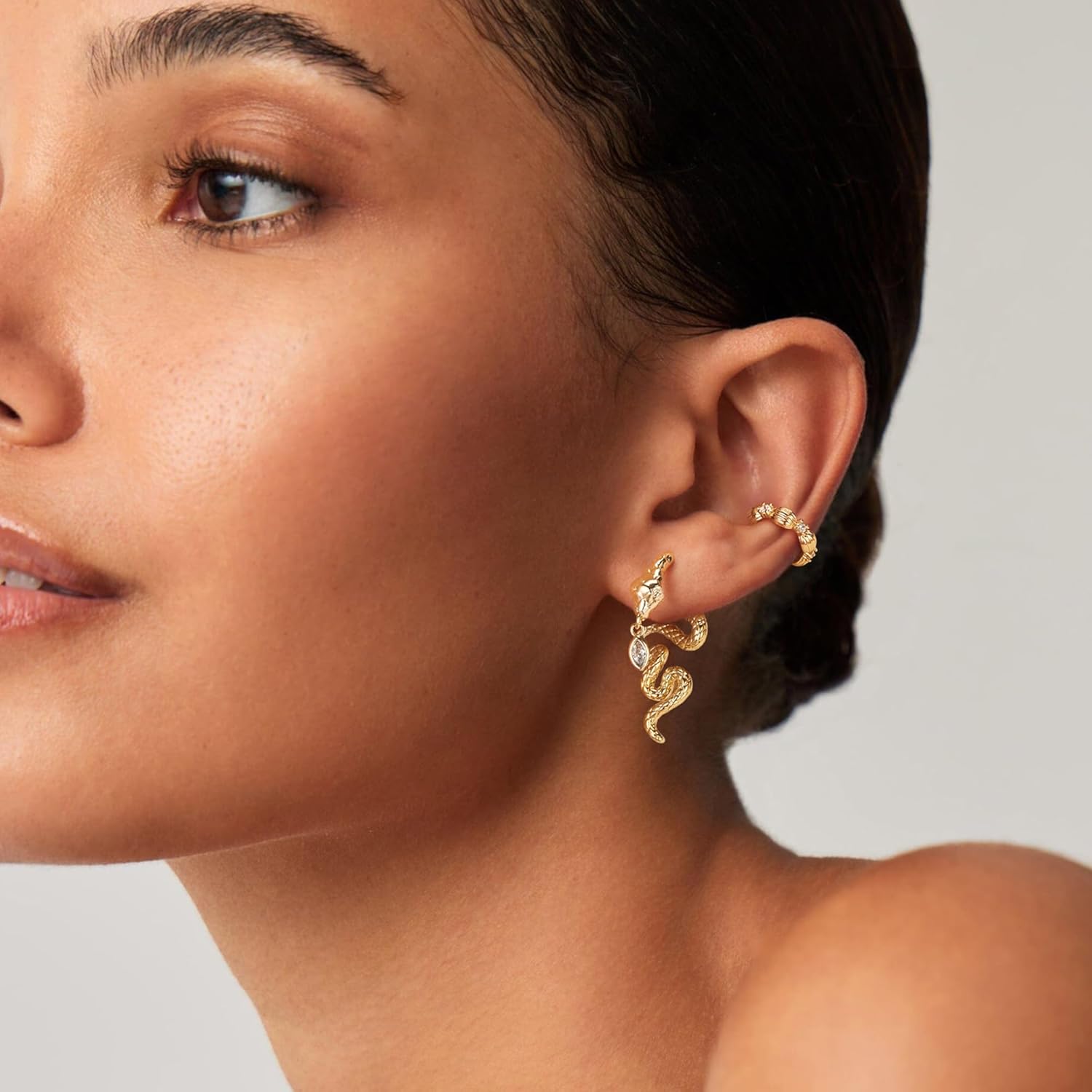 FETTERO 14K Gold Plated Snake Stud Earrings for Women - Hypoallergenic Snake Earrings Simple Dainty Animal Earrings for Women Trendy Piercing Jewelry - Image 5