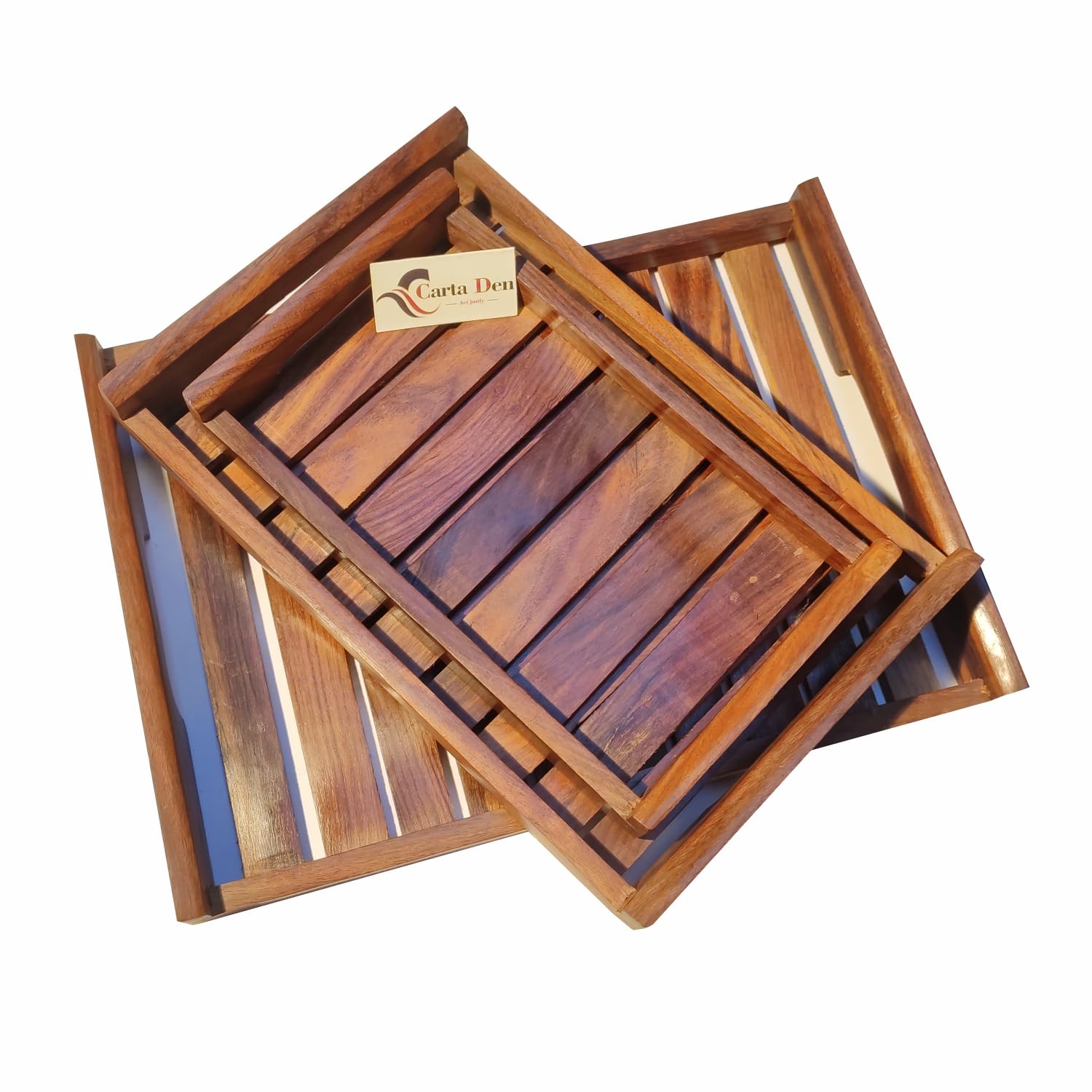ETHOWEDEN Wooden Serving Tray Ottoman Tray Set of 3 Modern Decorative Trays with Cutout Handles Coffee Table Tray for Living Room, Bedroom, Entryway & Kitchen Table, Couch & Food Tray (Design Cutout) (B0CRHVD5YZ) Amazon Price History, Amazon Price Tracker