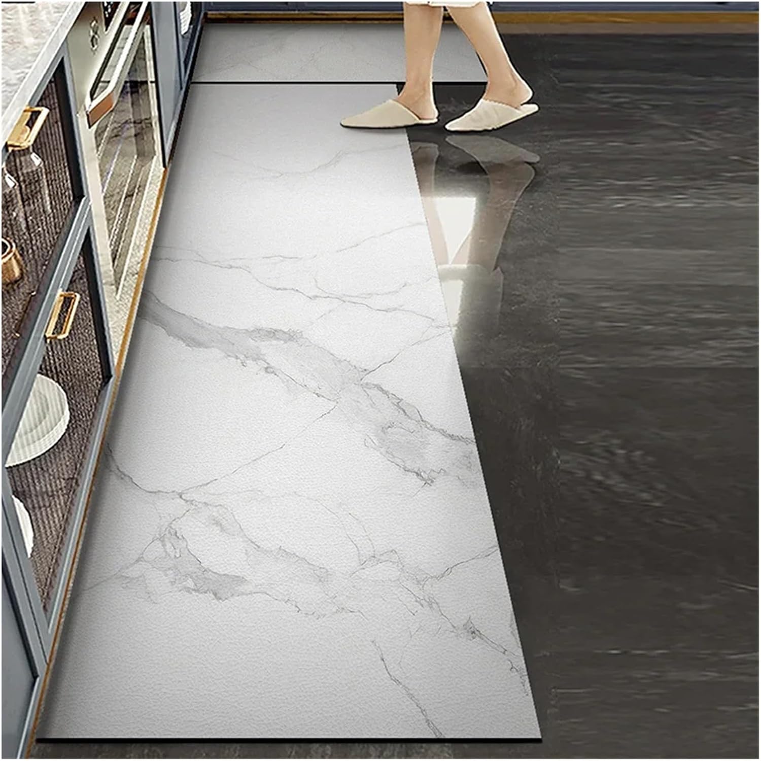 Carpet for Kitchen Floor Mat Waterproof Oil-Proof PU Leather Rug Non-Slip Home Decoration Area Rugs for Kitchen, Floor, Office(Color 1,160x230cm)