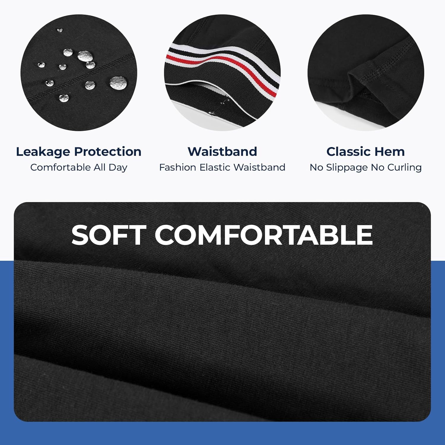 Carer Washable Men's Incontinence Underwear Reusable Leak Proof Boxer Briefs with Front Absorbency Area Waterproof for Light Bladder Leakage Protection Cotton 2 Pack (Black/Gray, Large) - Image 4