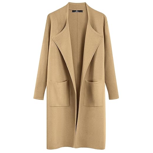 LILLUSORY Long Coats for Women Camel Oversized Light Casual Sweater Open Knit 2023 Cute Clothes Fall Outfits