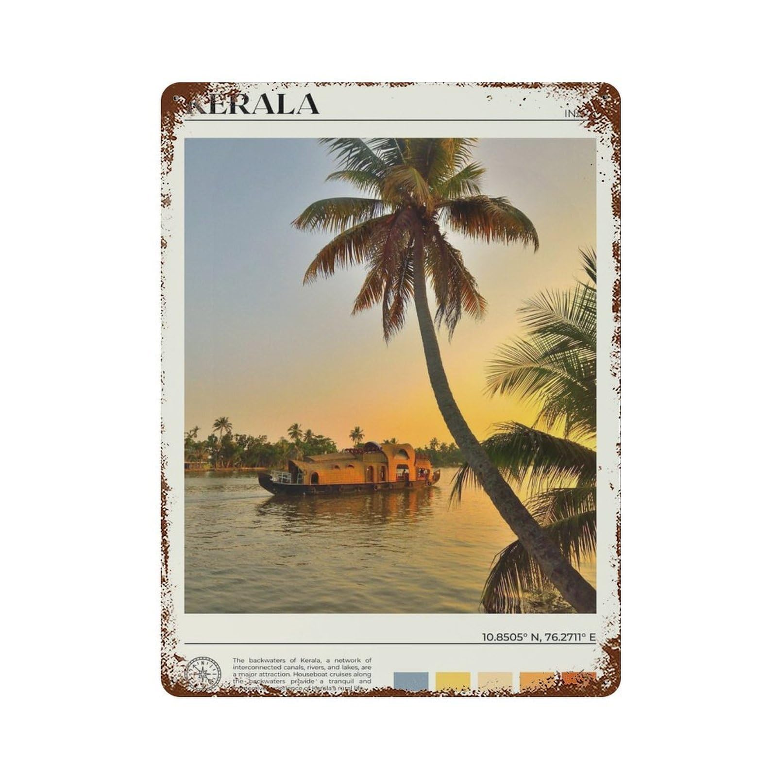 xiaoxiaoshen Real Photo Kerala Decor India Wall Decor Art Metal Tin Poster Modern Home Decor Art Home Bar Shop Decorations Vintage Sign 40x30cm