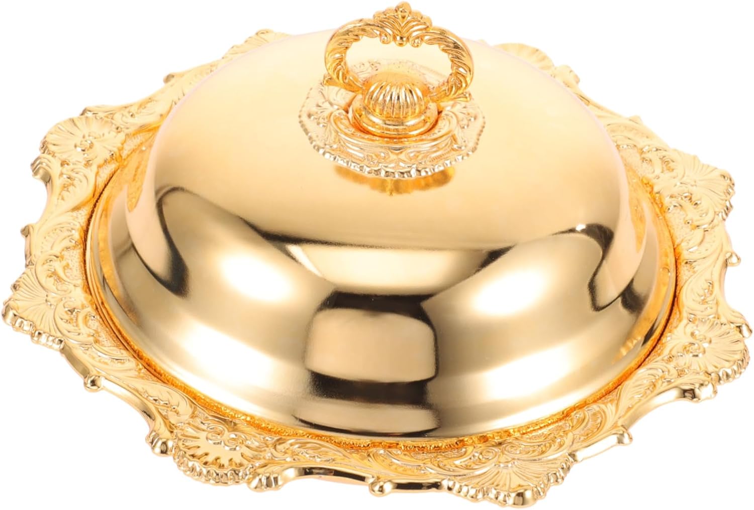 Garneck European Style Butter Dish Round Snack Tray Decorative Fruit Serving Plate Food Serving Tray Cover