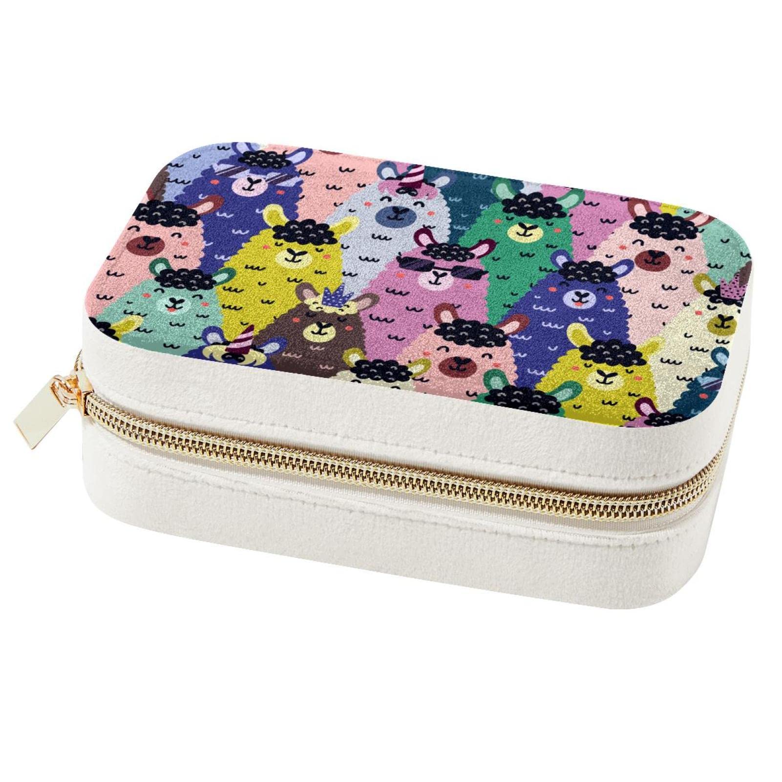 Sieraden Organizer Box PU lederen Kleine Sieraden Case Mooie Alpaca Lama