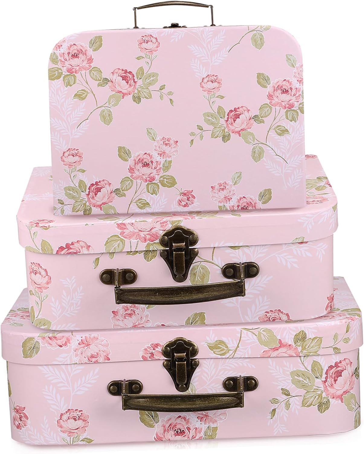 TOGEVAL Flower Decor 3pcs Three Piece Gift Box Decor Favor