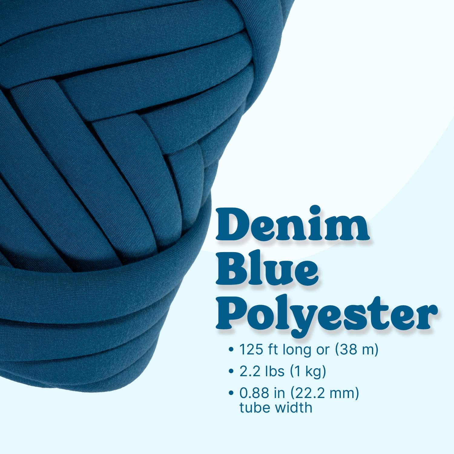 DIY, 2.2 LBS of Soft Polyester Bulky Yarn for Hand Knitting Blanket, Pillow, Handbag, Demin Blue, 41.5 Yards, Arm Knitting Yarn for Chunky Braided Knot Throw Blanket, Weave Craft Crochet
