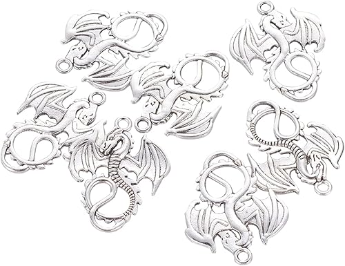 Miniatura 5 de Mega Pet 10 colgantes de animales de estilo tibetano, dijes de aleación de plata antigua, dijes de metal con temática de animales para manualidades,