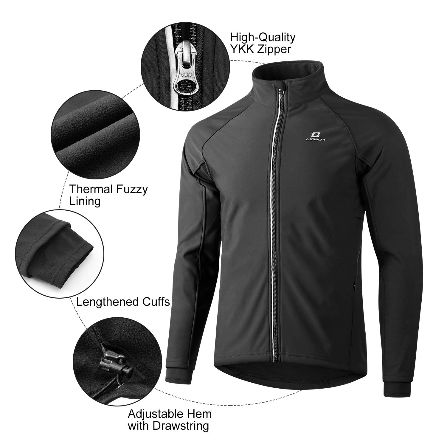 LAMEDA Softshell Jacke Herren Winter Winddicht Wasserdicht Thermo Laufjacke Atmungsaktiv Reflektierend Radfahren Laufen Wandern