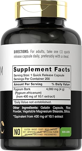 Miniatura 2 de Carlyle - Corteza de Pygeum africanum,1500 mg, 200 cápsulas, extracto de alta potencia que apoya la salud de la próstata, suplemento sin gluten ni