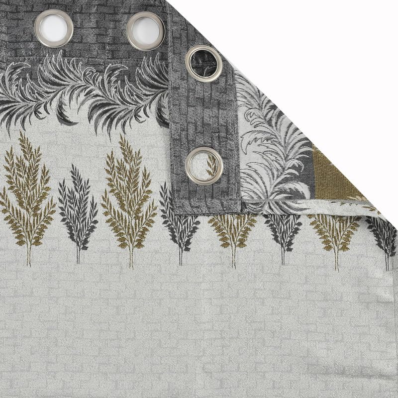 Image of Exporthub Jacquard Jute Curtains 9 feet Long Set of 2 Piece Grey Color Room Darkening Eyelet Long Door Curtain - for Living Room and Bedroom (EHSPR973 94)