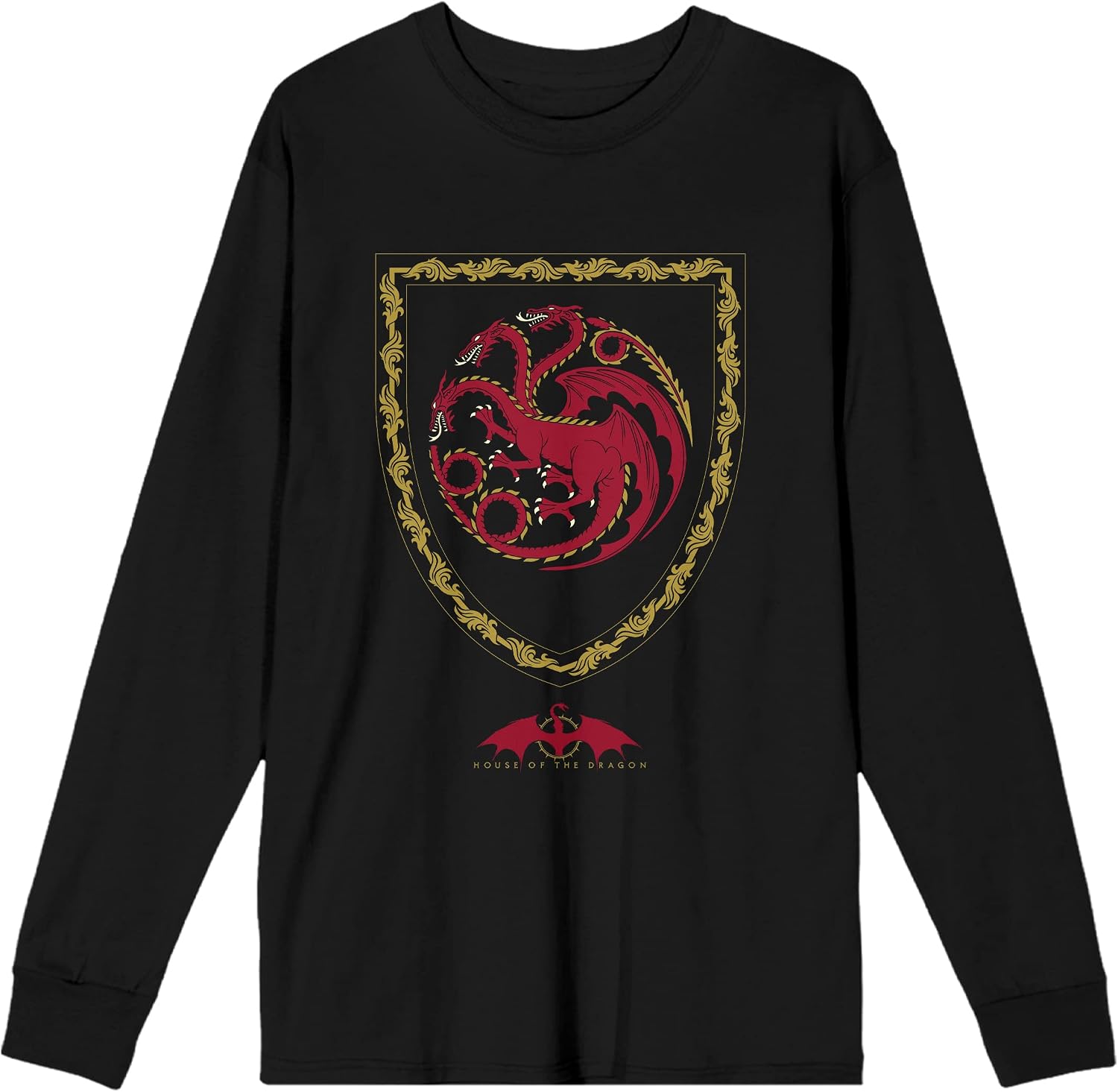 Bioworld House Of The Dragon Targaryen Shield Men's Black Long Sleeve Shirt