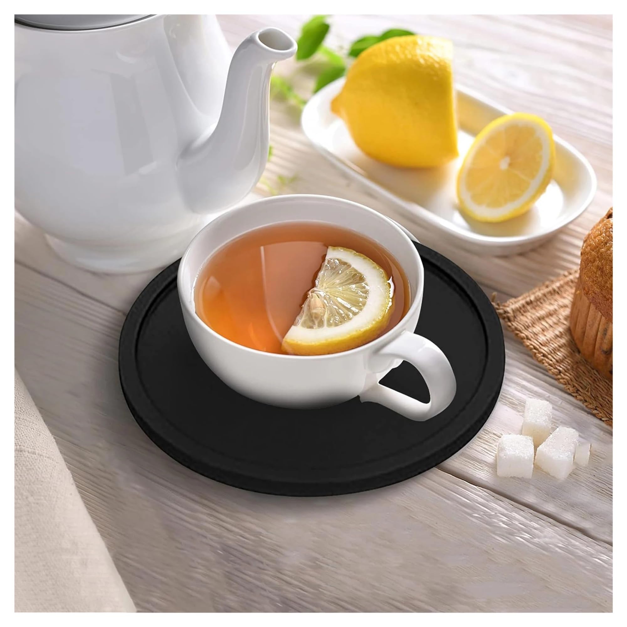 Posavasos Silicona Posavasos de Silicona con Soporte for Bebidas al Aire Libre, tapete for Bebidas frías o Calientes, Grueso, Antideslizante, Antiadherente(12pcs and Bracket)