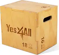 Yes4All Caixa de madeira 3 em 1, plataforma de caixa pliométrica para academia em casa e treino ao ar livre