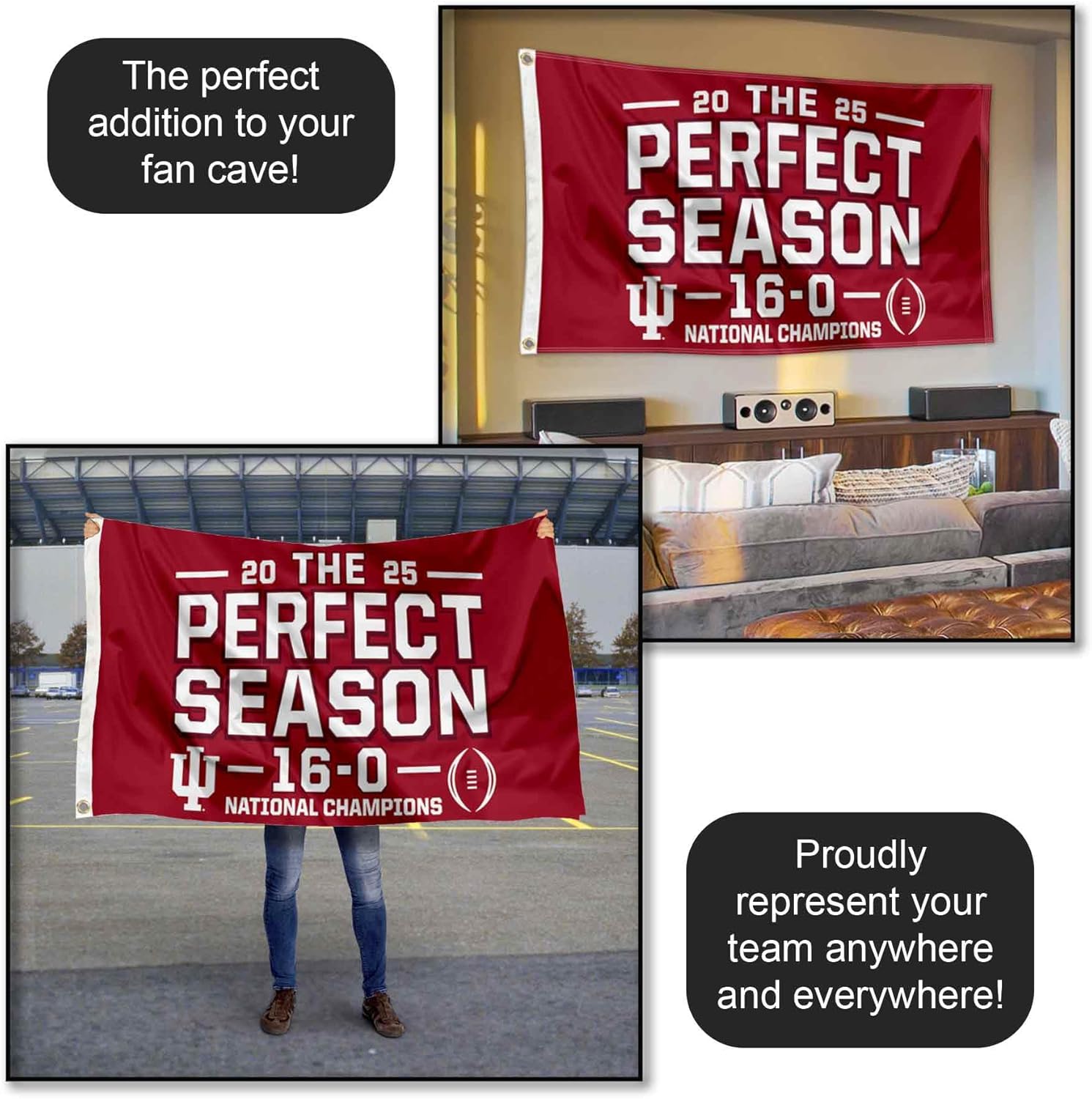 IU Hoosiers 2025 National Champions Perfect Season 3x5 College Flag - Image 5