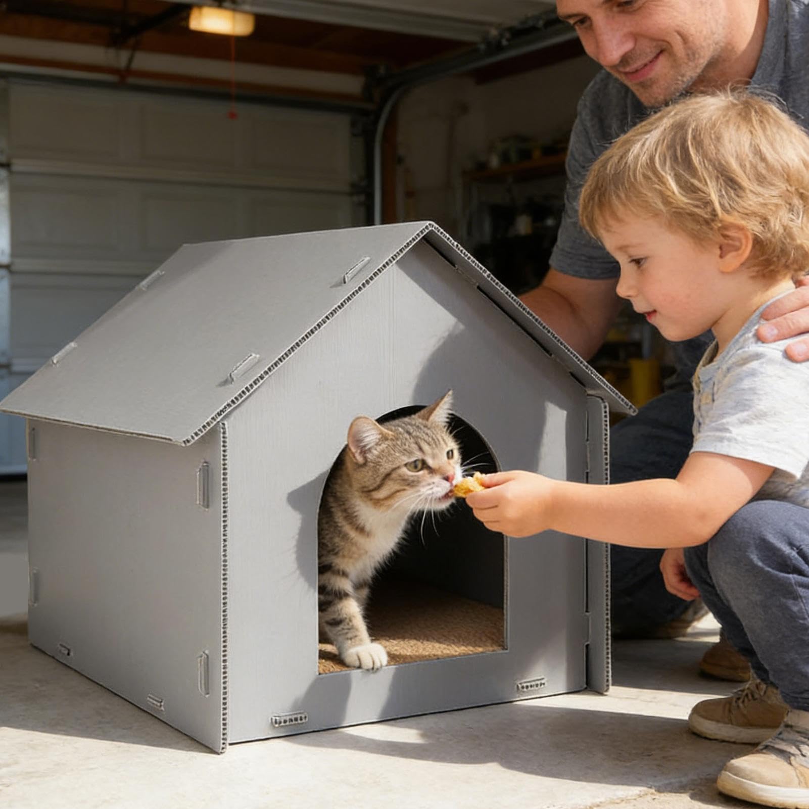 Generico Cuccia per Gatti Rifugio Chiuso Impermeabile con Cuscino | Rifugio Esterno Per Gatti Resistente Alle Intemperie Per Patio, Cortile, Giardino, Casa, E Animali Sonno Invernale