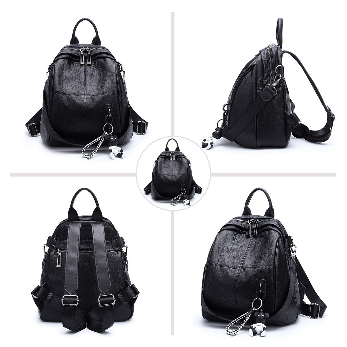 BUKESIYI Donna Borsa Zaino Elegante Zainetto Borse a Tracolla Zaini Antifurto Zainetti 2023 PU Pelle CCIT78302 Nero