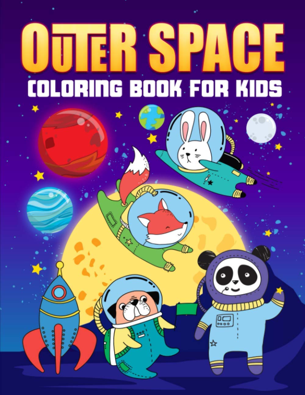 Outer Space Coloring Book for Kids: 35 Cute Illustrations for Children Ages 3-10