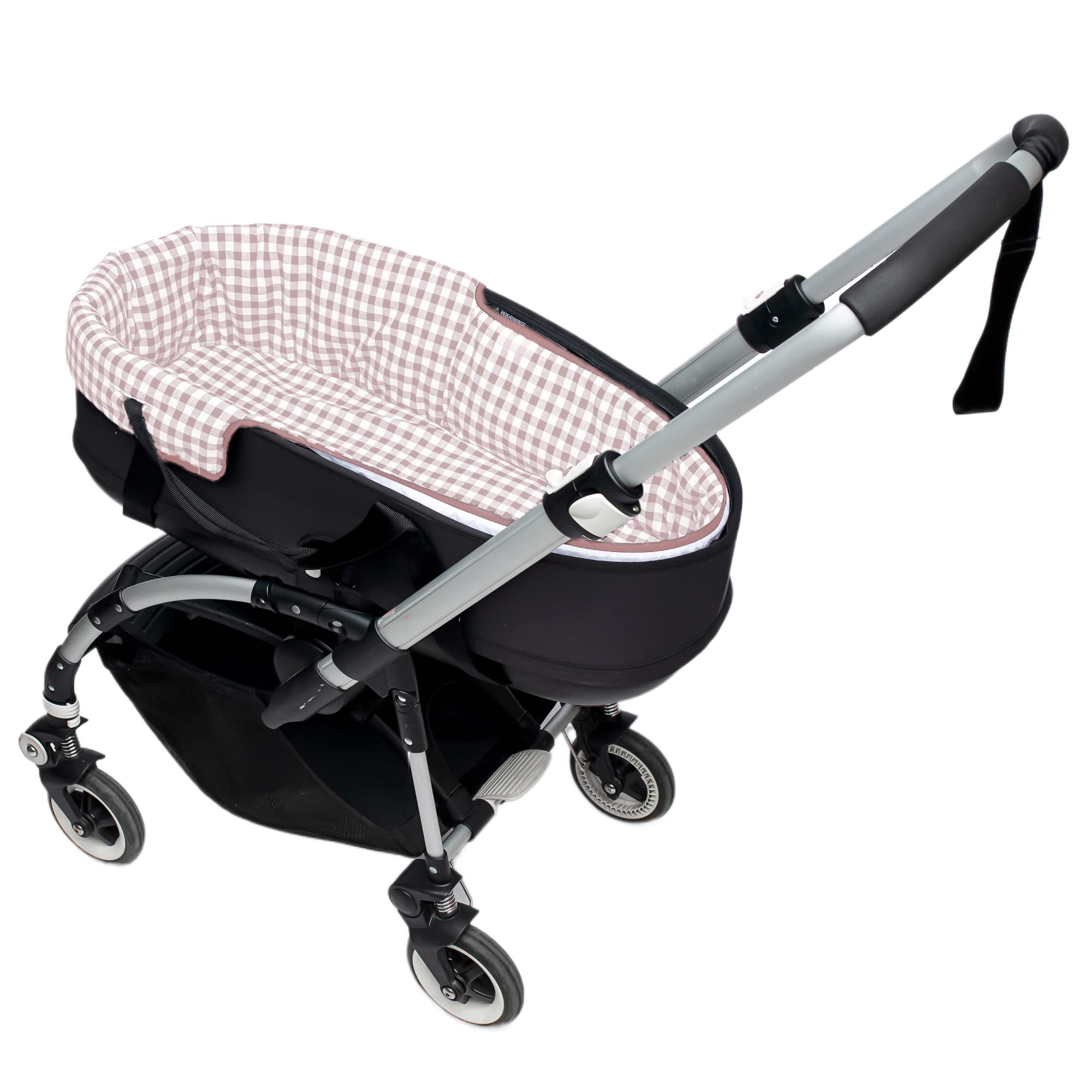 Nenel Gepolsterte Schutzhülle für Babyschale Bugaboo Bee + Spannbettlaken, Geruit (Gepuderte Rosa)