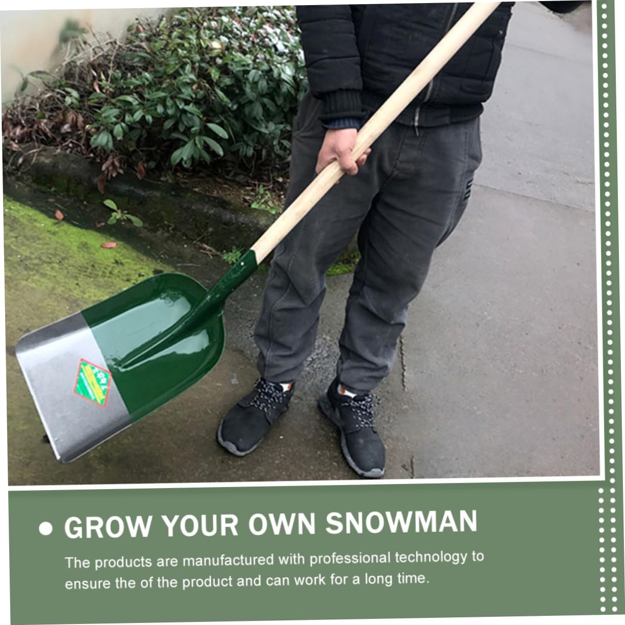 Wooden Handled Flat Head Shovel for Gardening and Snow Removal Sturdy Metal Soil Shovel for Outdoor Use for Planting and Snow Cleaning