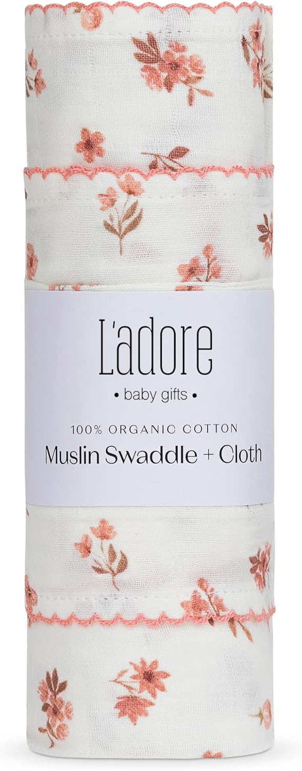 Ladore Baby Gifts Swaddle Blanket & Cloth Set (Florel/Girls)