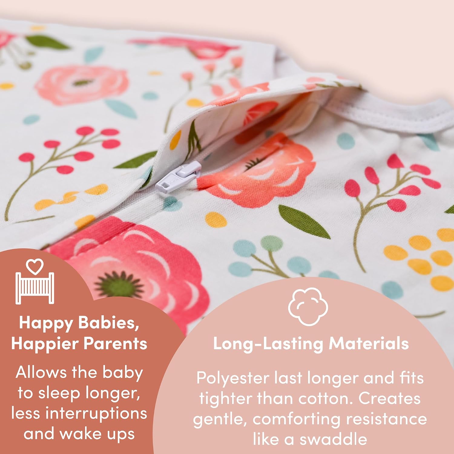 SleepingBaby Zipadee-Zip Transition Swaddle (Pretty Poppy, Medium for 6-12 Months) and Snuggle Strap (Grey, One Size) - Wearable Baby Blanket and Accessory for Easy Diaper Changes - Polyester, Spandex