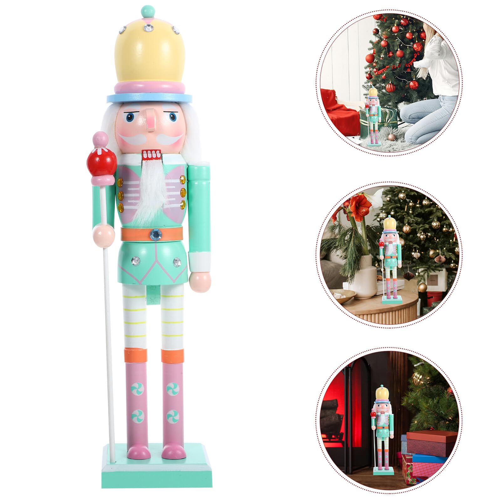 LABRIMP Christmas Wooden Nutcracker Ornament Small Handmade Holiday Nutcracker Figure for Winter Home And Party Decoration