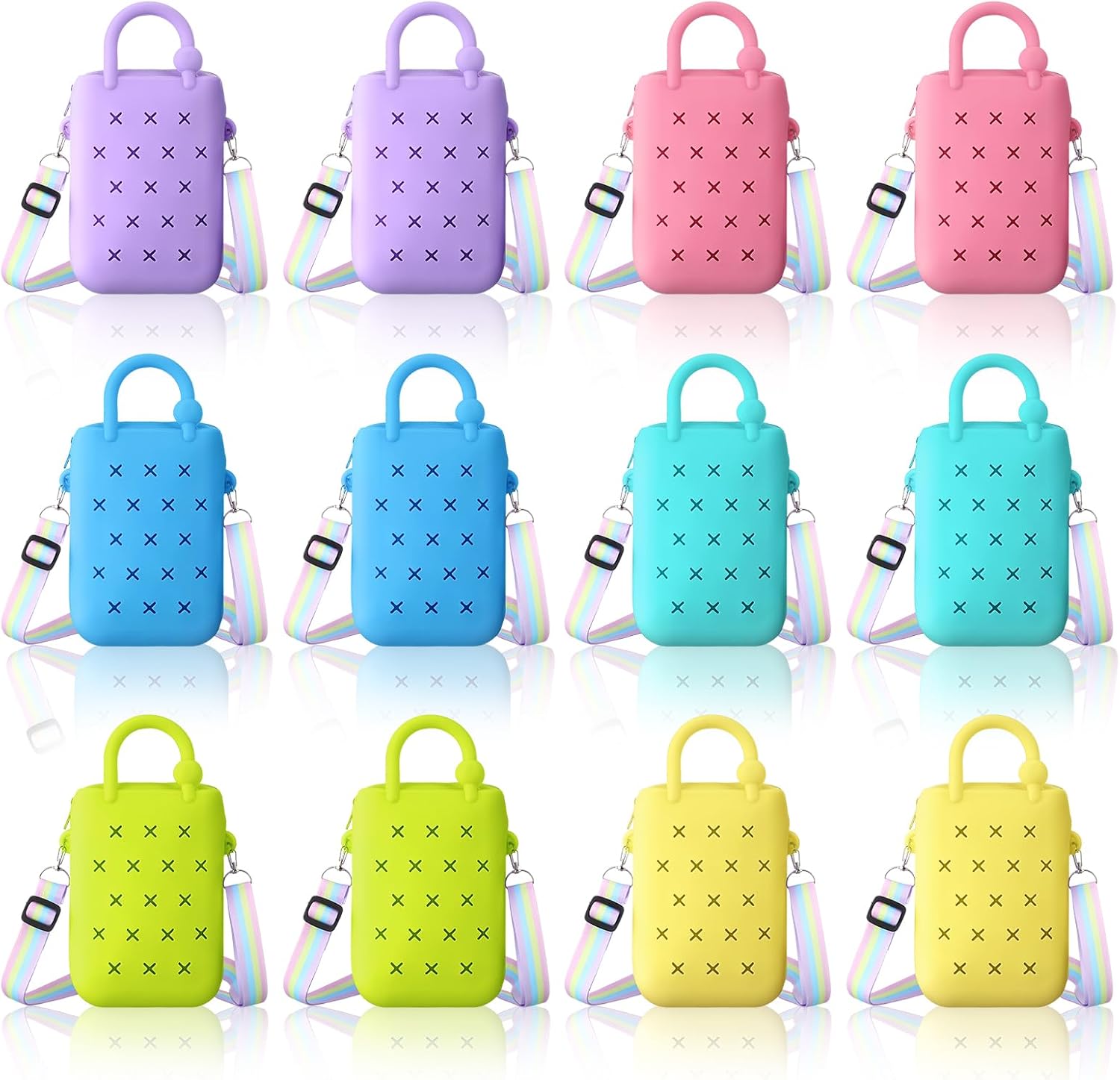 12 Pcs Mini Silicone Tote Bag for Women, Small Beach Bag