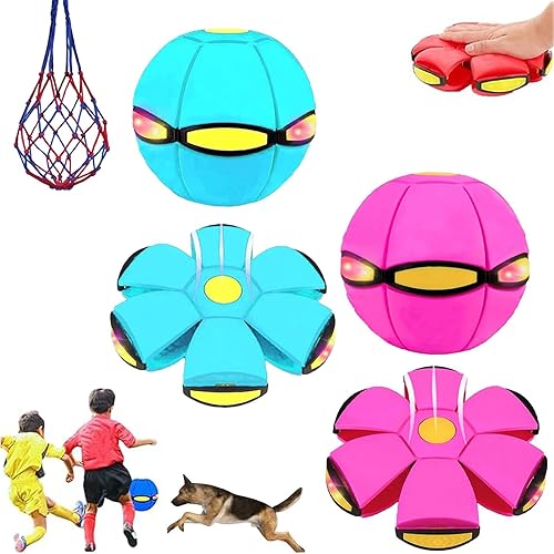 Metaball mágico de doble forma y platillo volador, bola mágica, juguete intercambiable para niños con 6 luces LED para niños, interacción entre