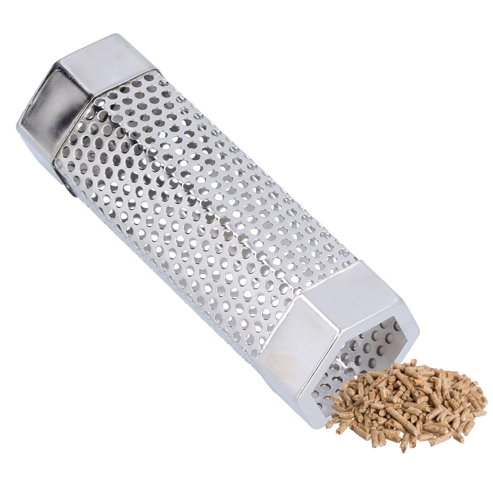 Tubo e Affumicatore per Barbecue e Affumicatore, BBQ in Pellet, Griglia Tubo, Acciaio Inox per Barbecue a Gas, Elettrico e a Carbone