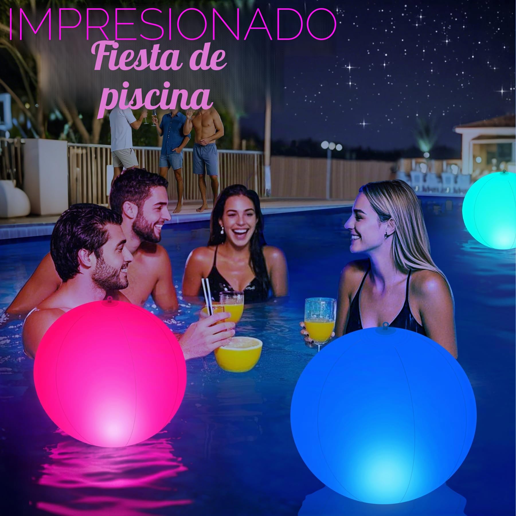 KingSom Luces Flotantes Piscina Solares, Ø35cm Inflables Bolas Luces para Piscina, Luz Solar Piscina Flotante Que Cambian de Color, Impermeables IP68 Bolas de Luz LED para Piscina Jardin - 2 Piezas