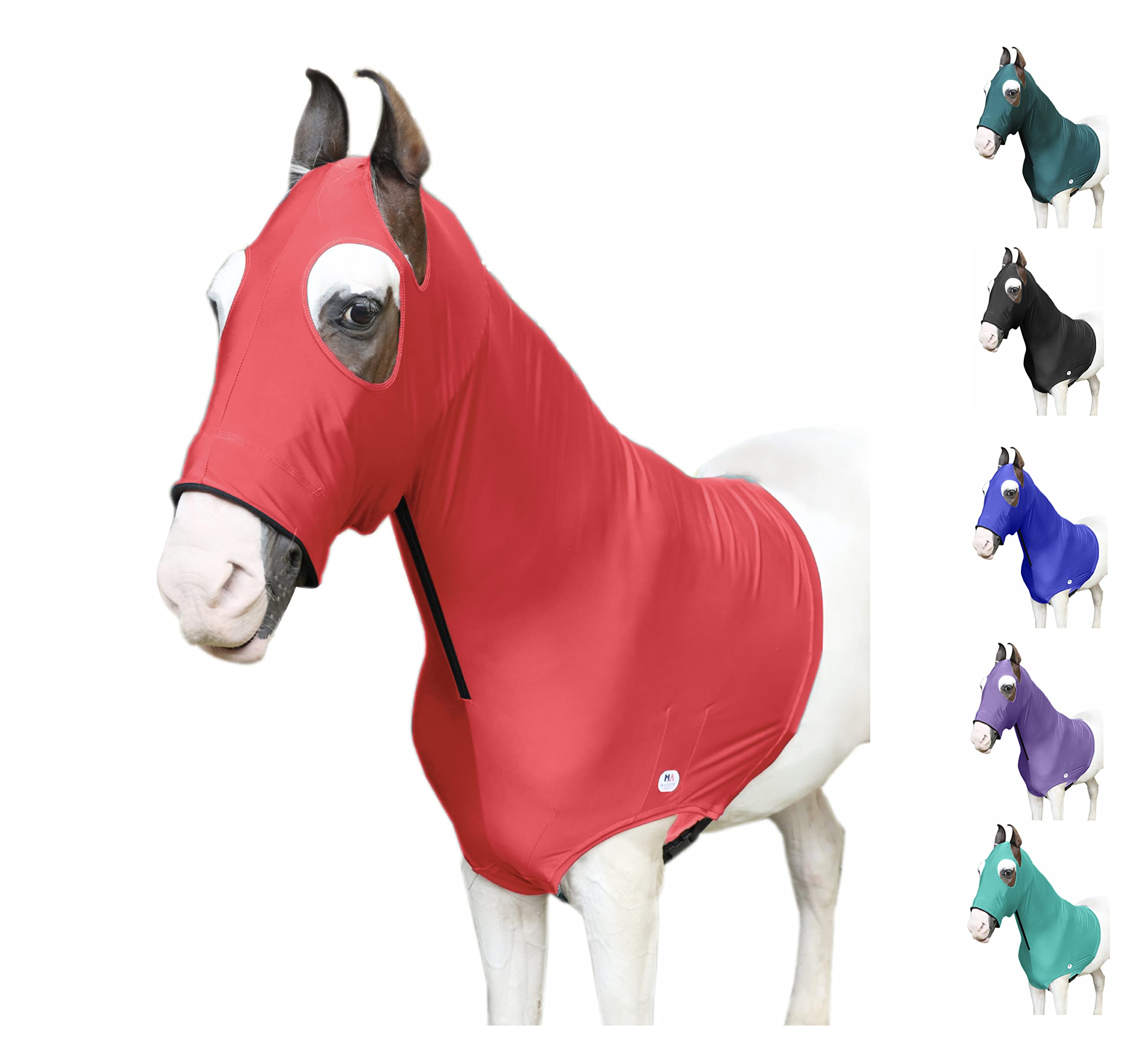 Majestic Ally Cagoule Cheval en Lycra Extensible avec Fermeture Éclair…