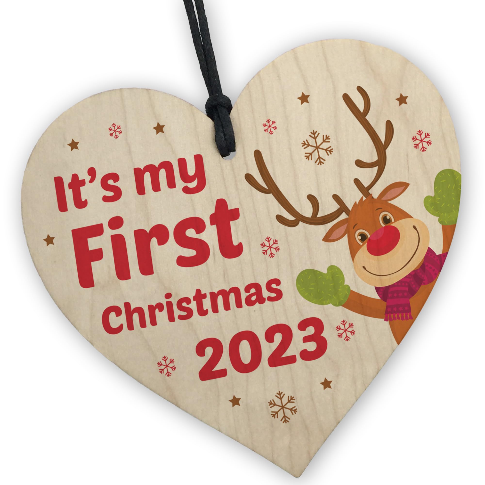 Red Ocean My First Christmas Hanging Wooden Bauble Tree Decoration Gift Baby Son Daughter Baby's First 1st Christmas Decoration