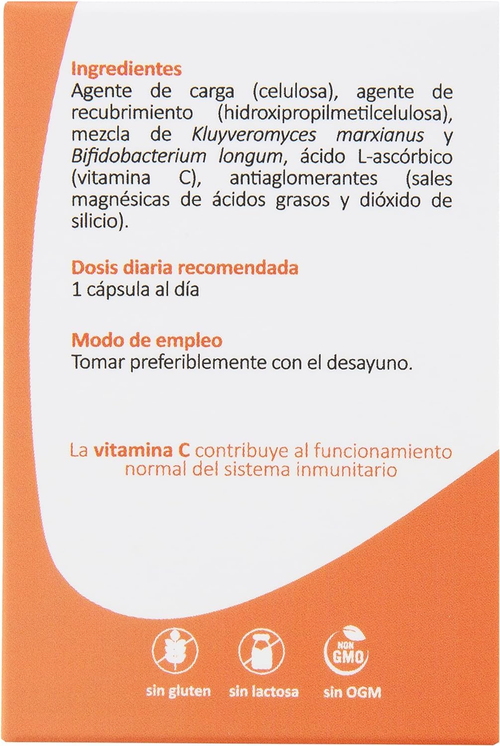 INMUNE - Probiotico para Foratalecer el Sistema Inmune. Con Vitamina C para Reforzar las Defensas. Tiempo recomendado 3 Meses. Envases de 30 cápsulas.