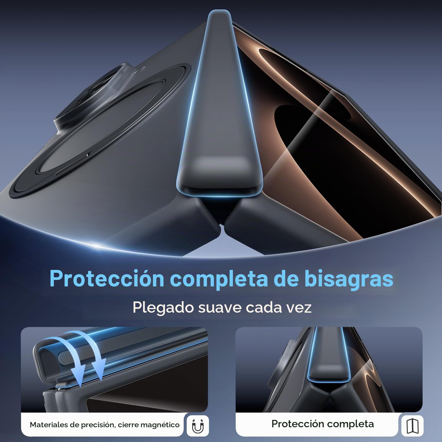 WSKEN Funda para Samsung Galaxy Z Fold 8, para carga magnética y segura, [cubierta de policarbonato mate con soporte de anillo de 360°, protección de bisagra, a prueba de golpes] 2 protectores de