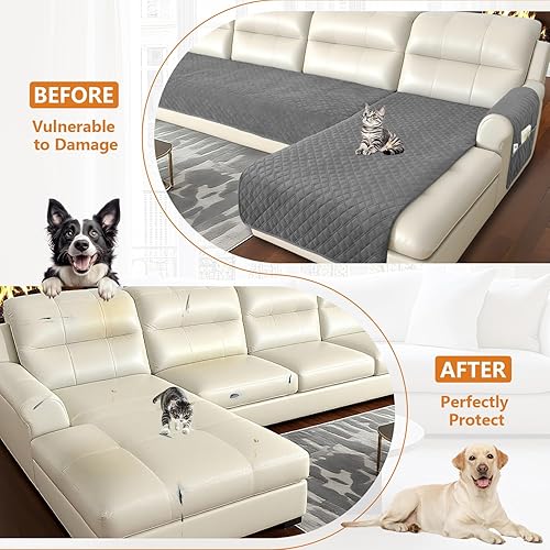 Miniatura 7 de Arfntevss Fundas impermeables para sofá modular en forma de L para sofá seccional lavable, funda de sofá de terciopelo para perros y mascotas en