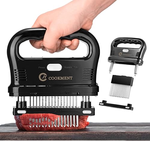 JY COOKMENT - Herramienta ablandadora de carne con 48 cuchillas de acero inoxidable superafiladas, herramienta de cocina desmontable, mejor para