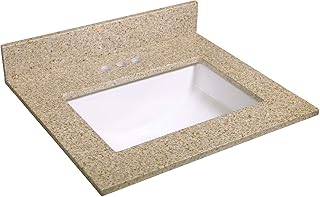 Design House 563155 Granite Vanity Top with Ceramic Rectangular White Bowl, 4-in Centerset, Golden Sand