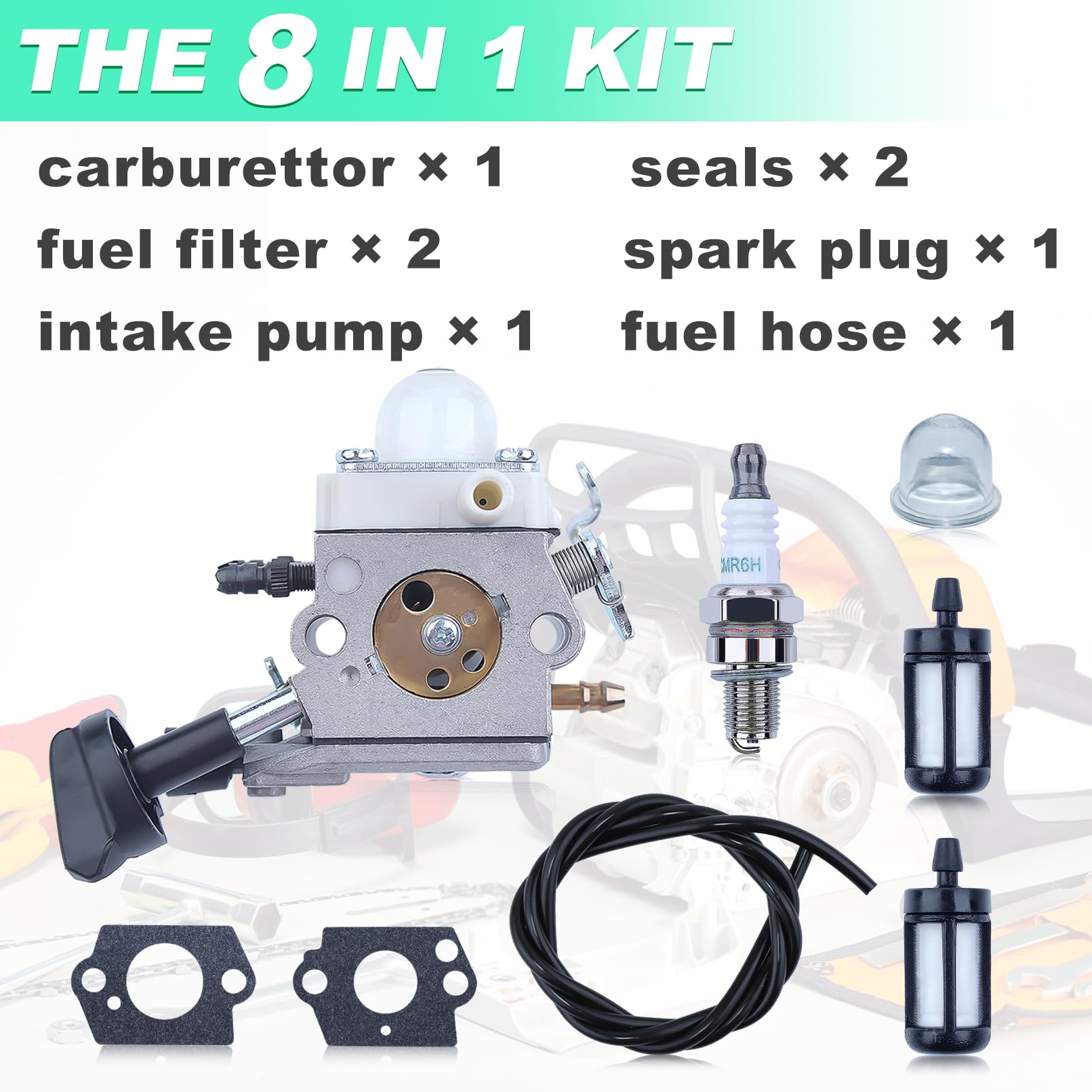 Carburateur pour STIHL BG86 BG86 C BG56 SH86 Souffleur, ADEFOL Carburateur avec Joint + Filtre Essence + Tuyau Essence + Bougie Allumage Pièces de Rechange Carburetor Accessoire