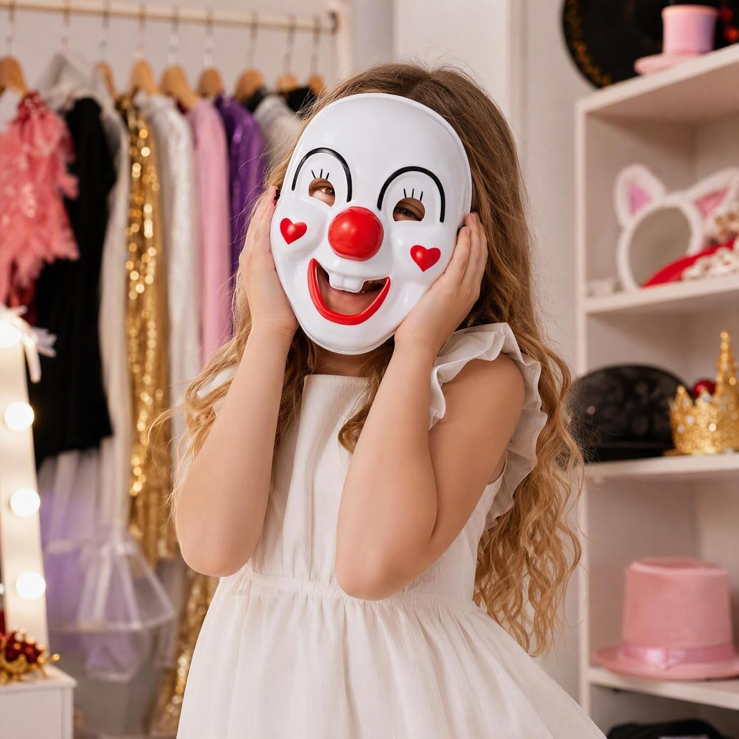 Toddmomy Plastic Clown Mask Youth Sized 8.66 Inch Fake Face Cover 2Pcs