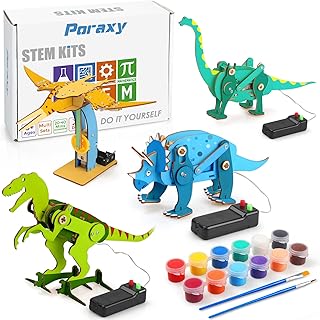 Dinosaur Toys, 4 in 1 STEM Projects for Kids Ages 8-12, STEM Kits, Toys for Ages 8-13, Educational Science Buildings Toys, 3D Wooden Puzzle Robot Craft Kits, Gifts for Boys and Girls Ages 8 9 10 11 12