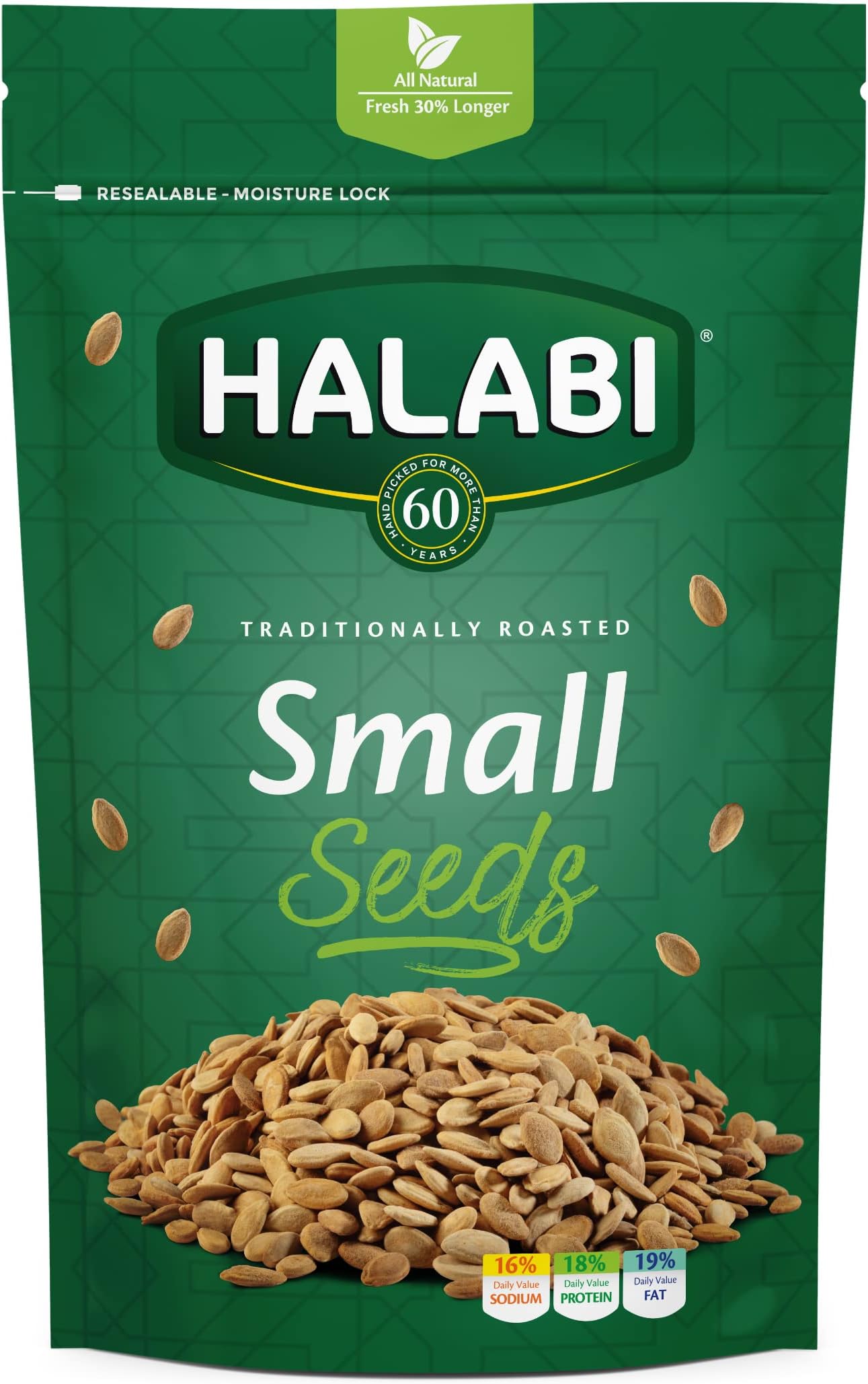 Halabi - Small Seeds - Egyptian Seeds - All Natural Ingredients - Traditional Healthy Baked Snacks - Resealable Bag - 250g
