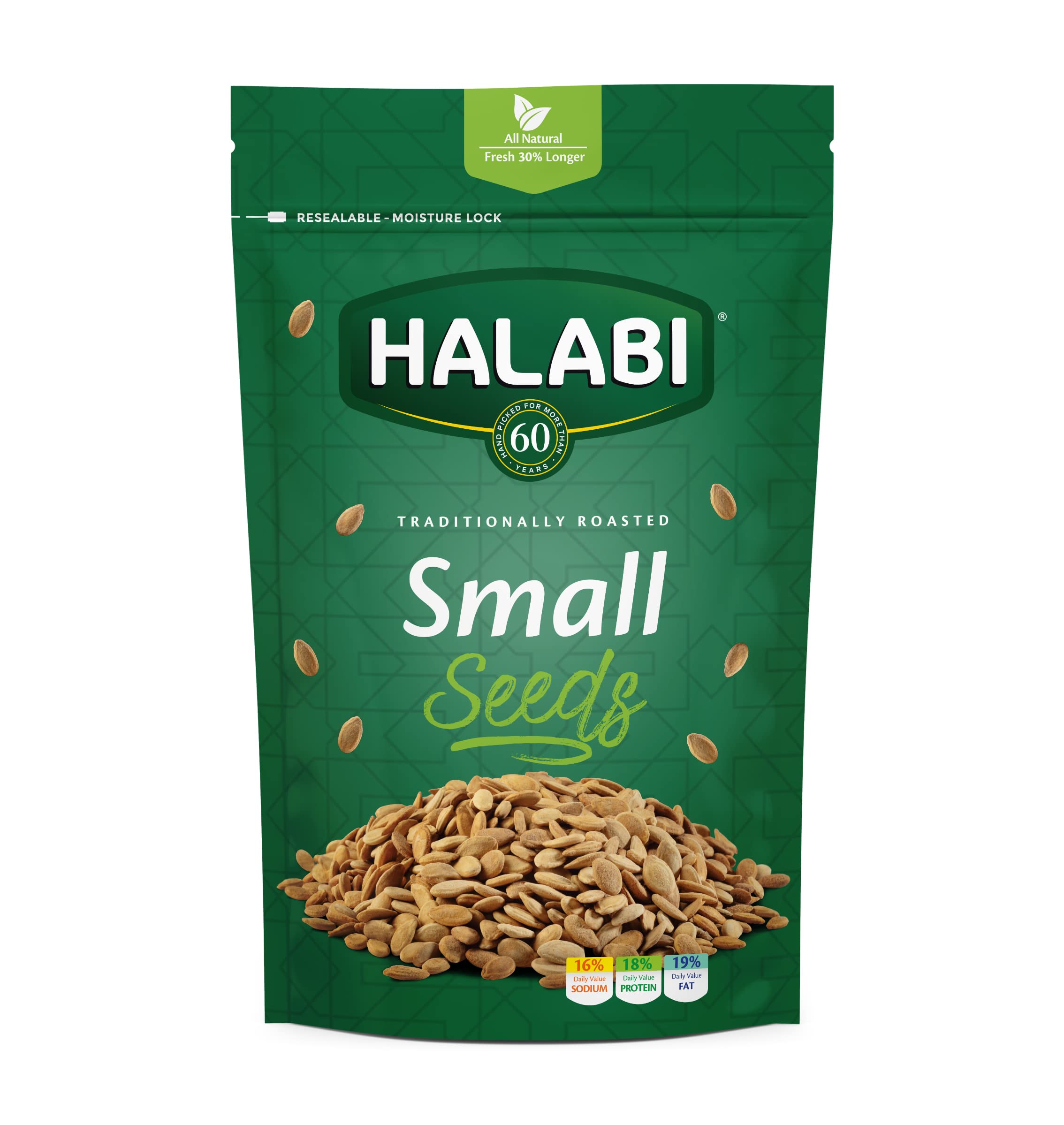 Halabi - Small Seeds - Egyptian Seeds - All Natural Ingredients - Traditional Healthy Baked Snacks - Resealable Bag - 250g