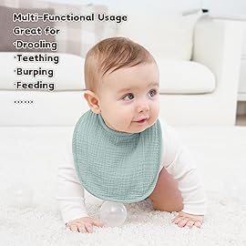 Susurration Muslin Baby Bibs 6 Pack Bandana Drool Bibs,Soft Square Adjustable Baby Drooling Bibs for Unisex Girls & Boys(Blue)