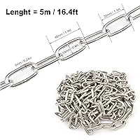 Vista 2 de Cadena de acero inoxidable de 16.4 pies y 1/4 pulgada, cadena de gran resistencia, cadena colgante para colgar ropa, decoraciones, sillas, asegurar