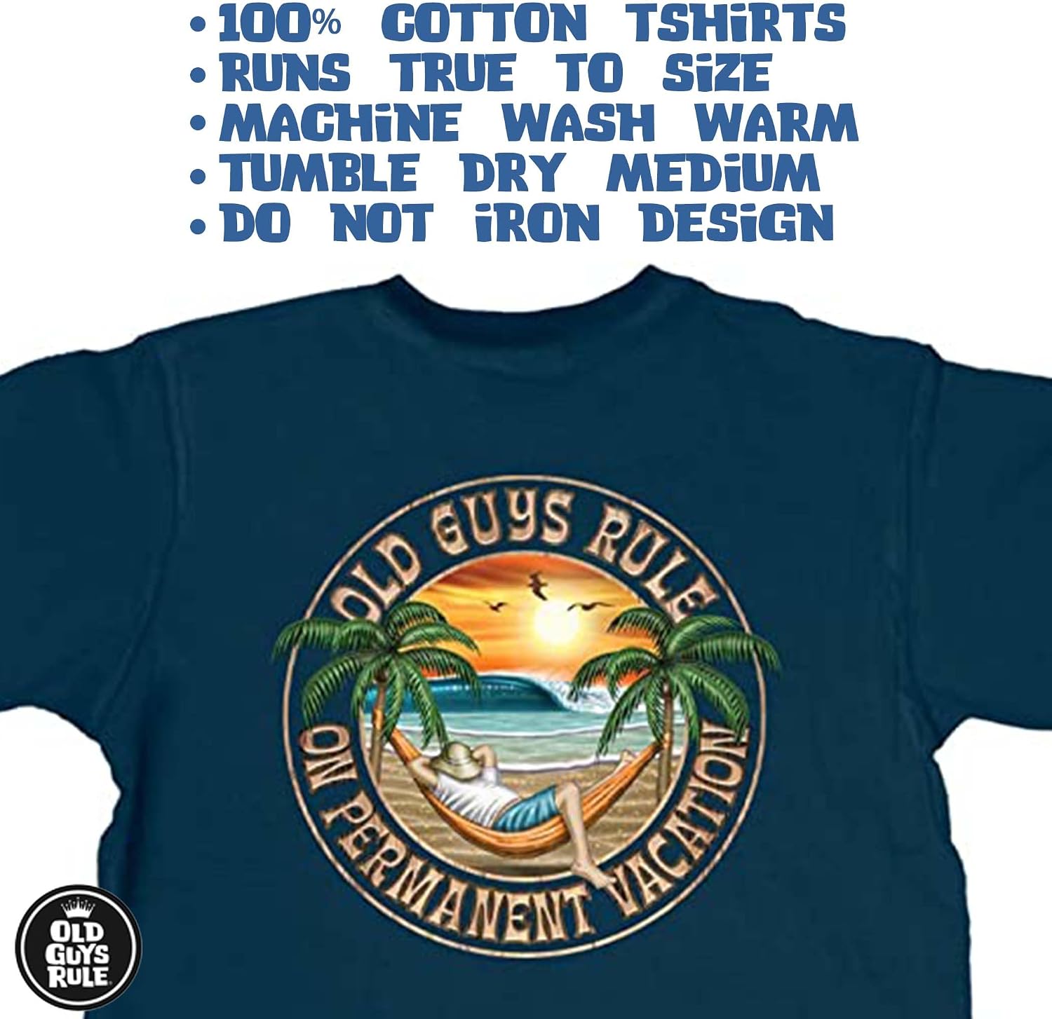 OLD GUYS RULE Men's Graphic T-Shirt, Hammock Vacation - Father's Day, Birthday, Retirement Gift - Novelty Tee for Beach Lover
