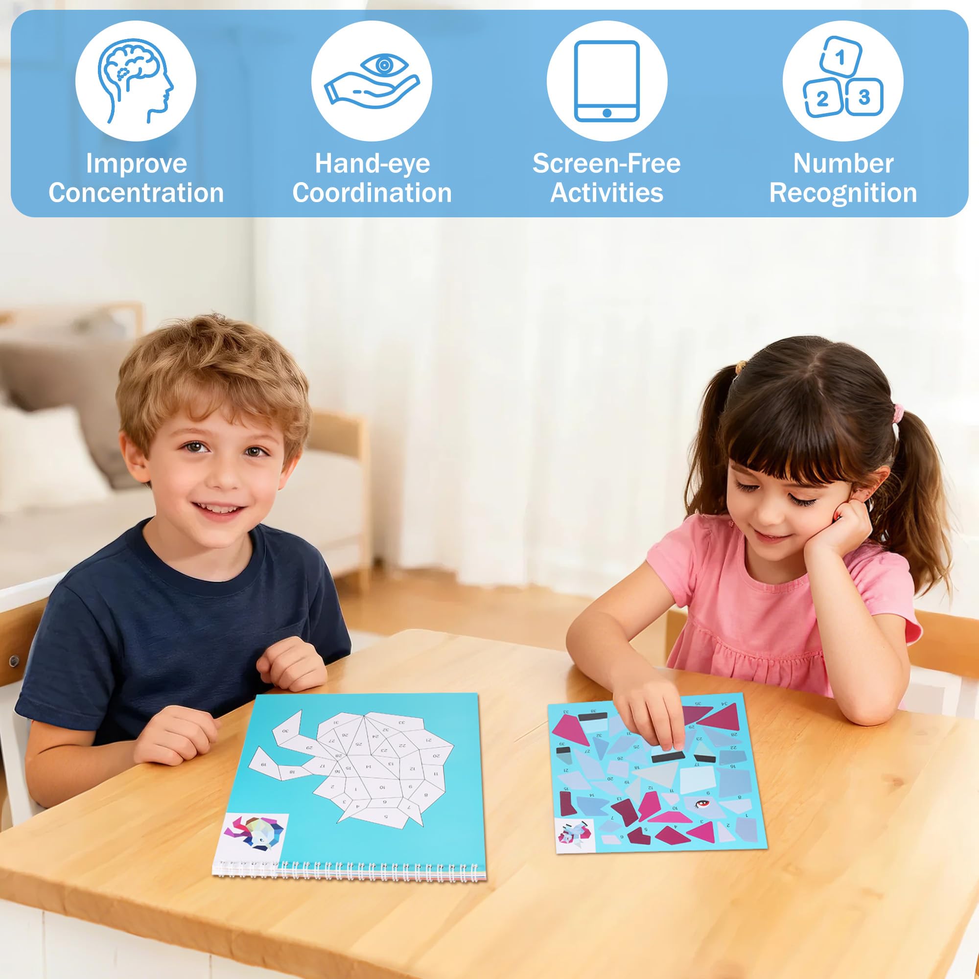 Zourglow 2 Pcs Sticker Books by Number, Pictures Sticker Books - Image 3